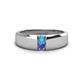 1 - Ethan 3.00 mm Round Turquoise and Tanzanite 2 Stone Men Wedding Ring 