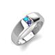 4 - Ethan 3.00 mm Round Turquoise and Iolite 2 Stone Men Wedding Ring 