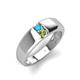 4 - Ethan 3.00 mm Round Turquoise and Peridot 2 Stone Men Wedding Ring 