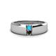 1 - Ethan 3.00 mm Round Turquoise and Black Diamond 2 Stone Men Wedding Ring 