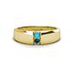 1 - Ethan 3.00 mm Round Turquoise and Blue Diamond 2 Stone Men Wedding Ring 