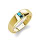 4 - Ethan 3.00 mm Round Turquoise and Blue Diamond 2 Stone Men Wedding Ring 