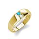 4 - Ethan 3.00 mm Round Turquoise and Opal 2 Stone Men Wedding Ring 