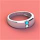 3 - Ethan 3.00 mm Round Turquoise and Opal 2 Stone Men Wedding Ring 