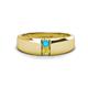 1 - Ethan 3.00 mm Round Turquoise and Yellow Diamond 2 Stone Men Wedding Ring 