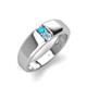 4 - Ethan 3.00 mm Round Turquoise and Aquamarine 2 Stone Men Wedding Ring 