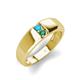 4 - Ethan 3.00 mm Round Turquoise and Lab Created Alexandrite 2 Stone Men Wedding Ring 