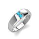 4 - Ethan 3.00 mm Round Turquoise 2 Stone Men Wedding Ring 