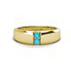 1 - Ethan 3.00 mm Round Turquoise 2 Stone Men Wedding Ring 