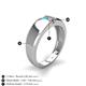 5 - Ethan 3.00 mm Round Turquoise and Pink Tourmaline 2 Stone Men Wedding Ring 