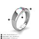 5 - Ethan 3.00 mm Round Turquoise and Ruby 2 Stone Men Wedding Ring 