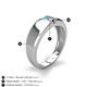 5 - Ethan 3.00 mm Round Turquoise and Black Diamond 2 Stone Men Wedding Ring 