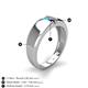 5 - Ethan 3.00 mm Round Turquoise and Blue Sapphire 2 Stone Men Wedding Ring 