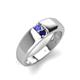 4 - Ethan 3.00 mm Round Tanzanite and Blue Sapphire 2 Stone Men Wedding Ring 