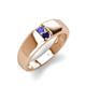 4 - Ethan 3.00 mm Round Tanzanite and Blue Sapphire 2 Stone Men Wedding Ring 