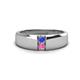 1 - Ethan 3.00 mm Round Tanzanite and Pink Sapphire 2 Stone Men Wedding Ring 