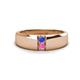 1 - Ethan 3.00 mm Round Tanzanite and Pink Sapphire 2 Stone Men Wedding Ring 