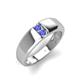 4 - Ethan 3.00 mm Round Tanzanite 2 Stone Men Wedding Ring 