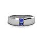 1 - Ethan 3.00 mm Round Tanzanite and Iolite 2 Stone Men Wedding Ring 