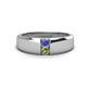 1 - Ethan 3.00 mm Round Tanzanite and Peridot 2 Stone Men Wedding Ring 