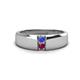 1 - Ethan 3.00 mm Round Tanzanite and Rhodolite Garnet 2 Stone Men Wedding Ring 