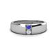 1 - Ethan 3.00 mm Round Tanzanite and White Sapphire 2 Stone Men Wedding Ring 