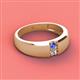 3 - Ethan 3.00 mm Round Tanzanite and Diamond 2 Stone Men Wedding Ring 