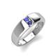 4 - Ethan 3.00 mm Round Tanzanite and Iolite 2 Stone Men Wedding Ring 