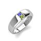4 - Ethan 3.00 mm Round Tanzanite and Peridot 2 Stone Men Wedding Ring 