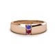 1 - Ethan 3.00 mm Round Tanzanite and Rhodolite Garnet 2 Stone Men Wedding Ring 