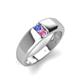 4 - Ethan 3.00 mm Round Tanzanite and Pink Sapphire 2 Stone Men Wedding Ring 