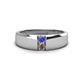 1 - Ethan 3.00 mm Round Tanzanite and Smoky Quartz 2 Stone Men Wedding Ring 