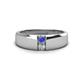 1 - Ethan 3.00 mm Round Tanzanite and Diamond 2 Stone Men Wedding Ring 