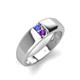 4 - Ethan 3.00 mm Round Tanzanite and Amethyst 2 Stone Men Wedding Ring 