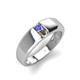 4 - Ethan 3.00 mm Round Tanzanite and Smoky Quartz 2 Stone Men Wedding Ring 