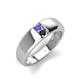 4 - Ethan 3.00 mm Round Tanzanite and Black Diamond 2 Stone Men Wedding Ring 