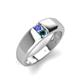 4 - Ethan 3.00 mm Round Tanzanite and Blue Diamond 2 Stone Men Wedding Ring 