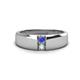 1 - Ethan 3.00 mm Round Tanzanite and Opal 2 Stone Men Wedding Ring 