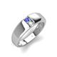 4 - Ethan 3.00 mm Round Tanzanite and Opal 2 Stone Men Wedding Ring 