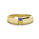 1 - Ethan 3.00 mm Round Tanzanite and Yellow Diamond 2 Stone Men Wedding Ring 