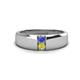 1 - Ethan 3.00 mm Round Tanzanite and Yellow Diamond 2 Stone Men Wedding Ring 