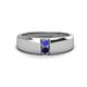 1 - Ethan 3.00 mm Round Tanzanite and Blue Sapphire 2 Stone Men Wedding Ring 