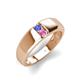 4 - Ethan 3.00 mm Round Tanzanite and Pink Sapphire 2 Stone Men Wedding Ring 