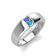 4 - Ethan 3.00 mm Round Tanzanite and Turquoise 2 Stone Men Wedding Ring 