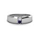 1 - Ethan 3.00 mm Round White Sapphire and Blue Sapphire 2 Stone Men Wedding Ring 