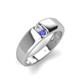 4 - Ethan 3.00 mm Round White Sapphire and Tanzanite 2 Stone Men Wedding Ring 