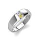 4 - Ethan 3.00 mm Round White Sapphire and Yellow Sapphire 2 Stone Men Wedding Ring 