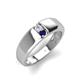 4 - Ethan 3.00 mm Round White Sapphire and Blue Sapphire 2 Stone Men Wedding Ring 