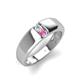 4 - Ethan 3.00 mm Round White Sapphire and Pink Sapphire 2 Stone Men Wedding Ring 