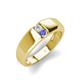 4 - Ethan 3.00 mm Round White Sapphire and Tanzanite 2 Stone Men Wedding Ring 